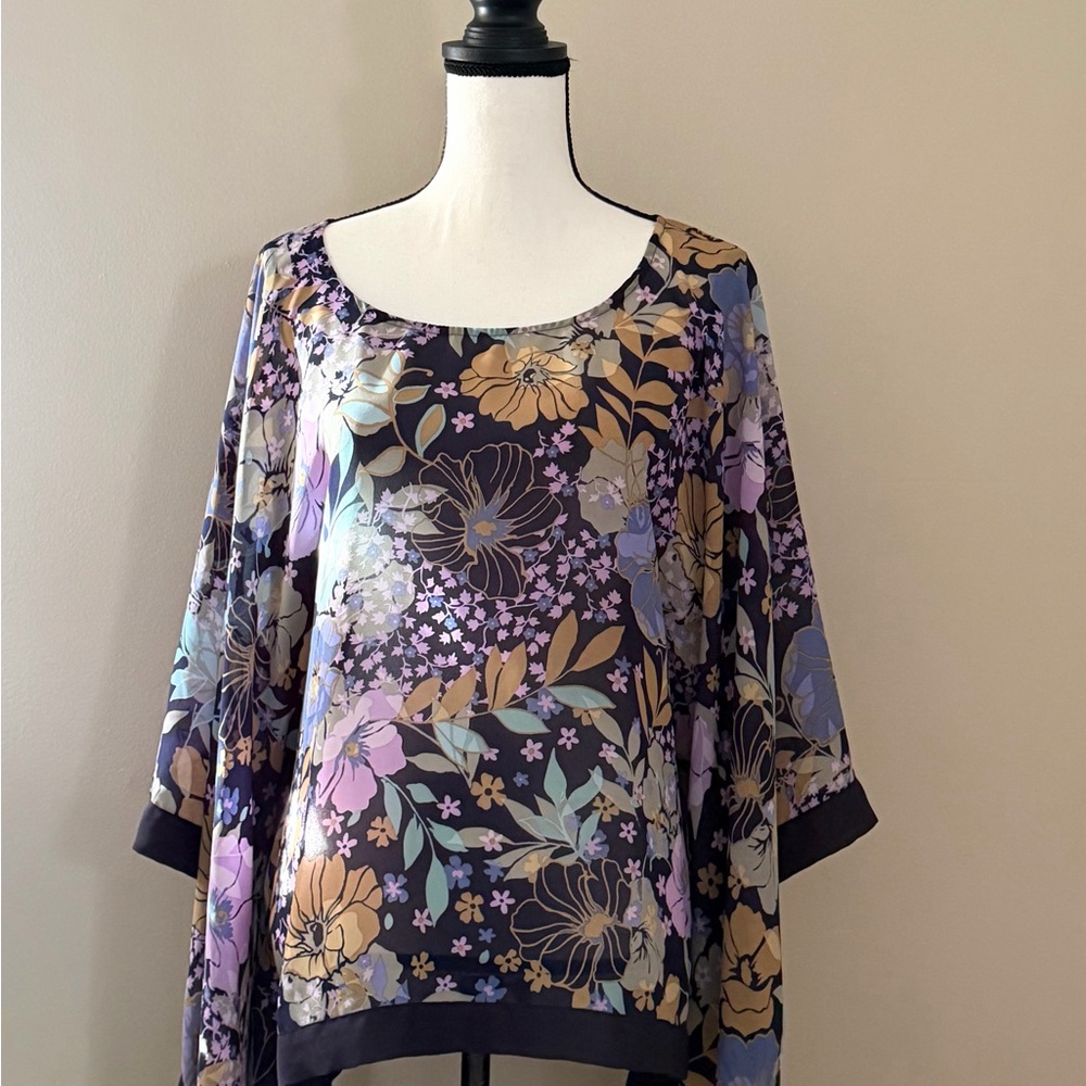 Lane Bryant Multicolor Floral Kimino Blouse size 18 - 20 euc
